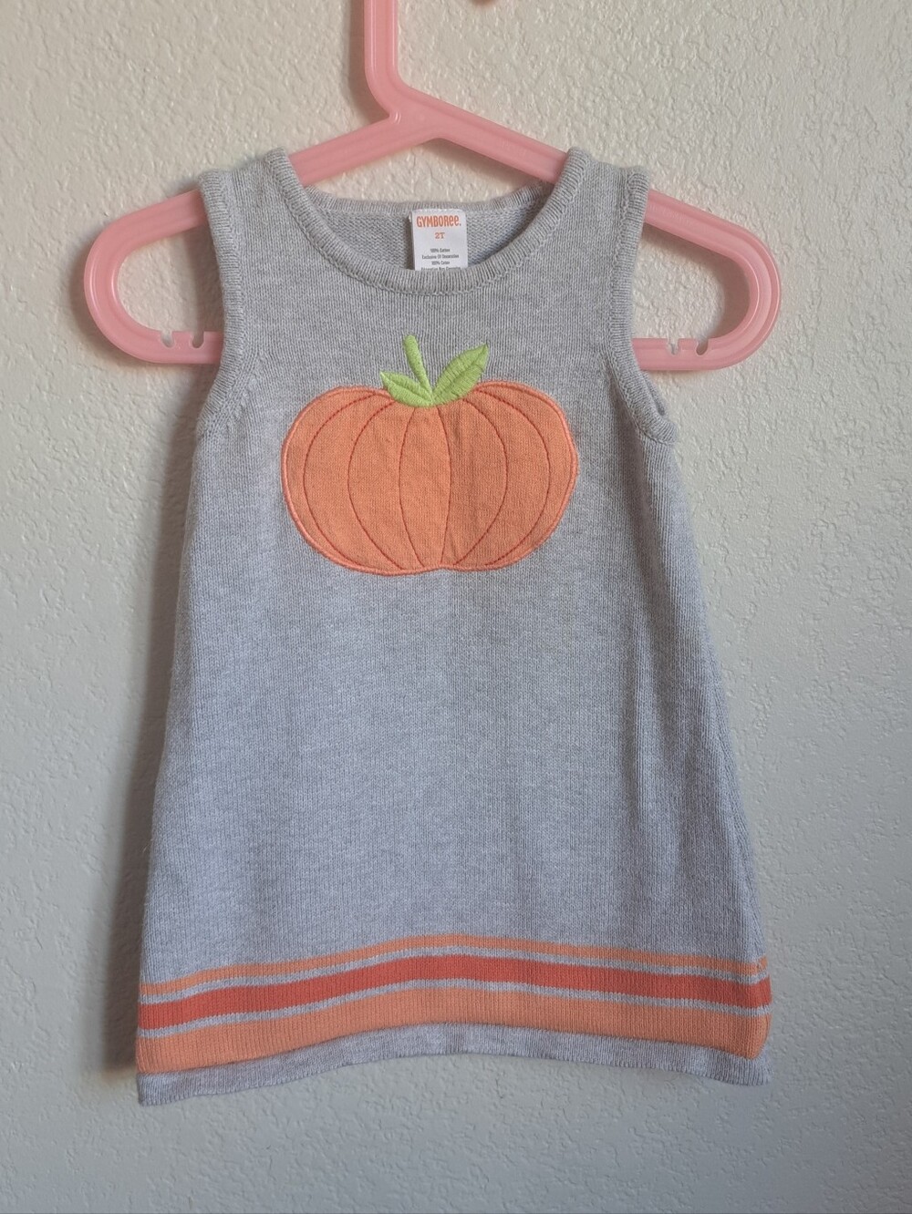 Gymboree Girls Embroidered Pumpkin Sweater Tank Dress Size 2T